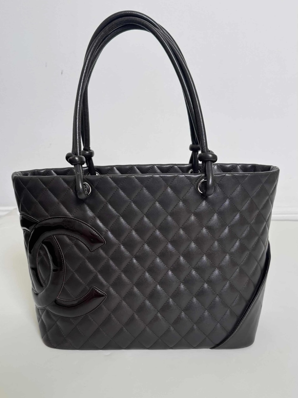 CHANEL Cambon dark brown Quilted Leather Tote with Signature CC - Picture 2 of 15